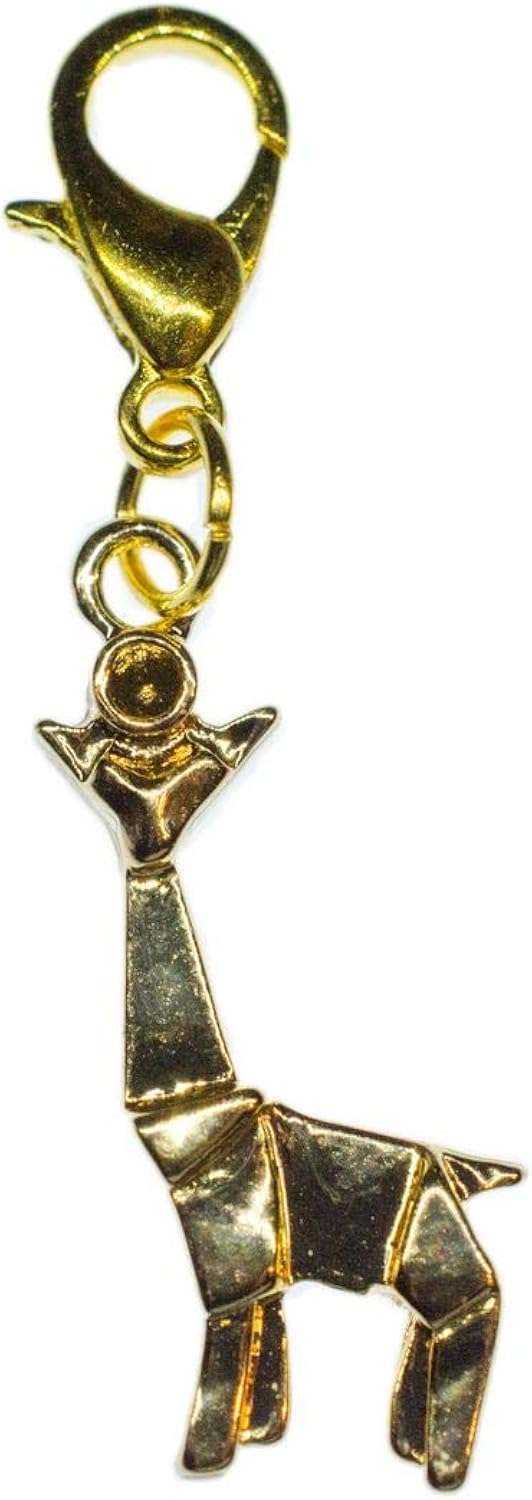 Miniblings Giraffe Charm Pendant Zipper Pull Animals Africa Safari Origami, Multicolored, 20mm