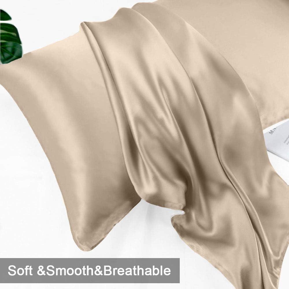 Jaciu 100% Silk Pillowcase for Hair and Skin Pillow Cases Both Side Mulberry Silk Pillowcases 21 Momme 600 Thread Count Hidden Zipper Smooth Soft(Apricot - Image 4