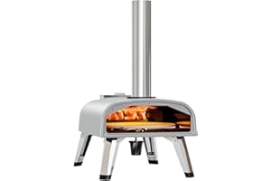 aidpiza Pizza Oven Outdoor 12" Wood Fired Pizza Ovens Pellet Pizza Stove for Outside, Portable Stainless Steel Pizza Oven for Backyard Pizza Maker Portable Mobile Outdoor Kitchen (Swivel Grey)