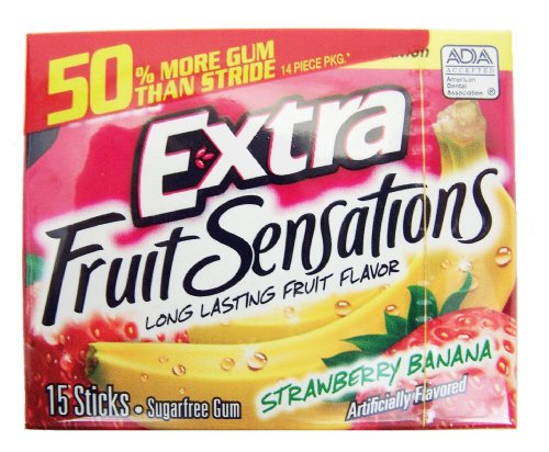 15 sticks Wrigley's Extra Fruit sensations - strawberry banana (022000008978)