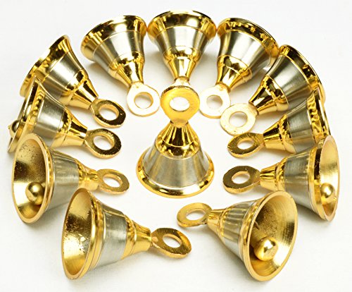 AzKrafts Lot 12 Indian Vintage Style Brass Two Tone Bells 1.6" Ht Door Home DÃ©cor