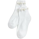 STEMS Women's Pearl Embellished Crew Socks