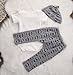 Newborn Baby Boys Funny Bodysuits with Leggings and Caps 3pcs outfit Clothes (0-3M, White)