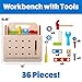 USA Toyz Wooden Workbench and Tools for Kids - 36Pc Wooden Toys w/ Folding Kids Work Bench Table