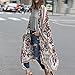 haoricu Women Cardigan, Womens Open Front Floral Print Chiffon Loose Shawl Kimono Cover up Shirt (Asian Size:L, White)