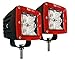 OZ-USA® R 4D POD Flood Phillips LED Lights RED Bezel Fog ATV Offroad 3 x 4 Race Beam Truck Motorcycle Cube
