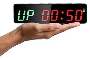 F-WINNER Portable LED Gym Timer Clcok,Rechargeable Battery Workout Clock with Brightness Adjustable,Workout Interval Timer with 12/24H,Stopwatch,HIIT,FGB for Home,Gym,Garage