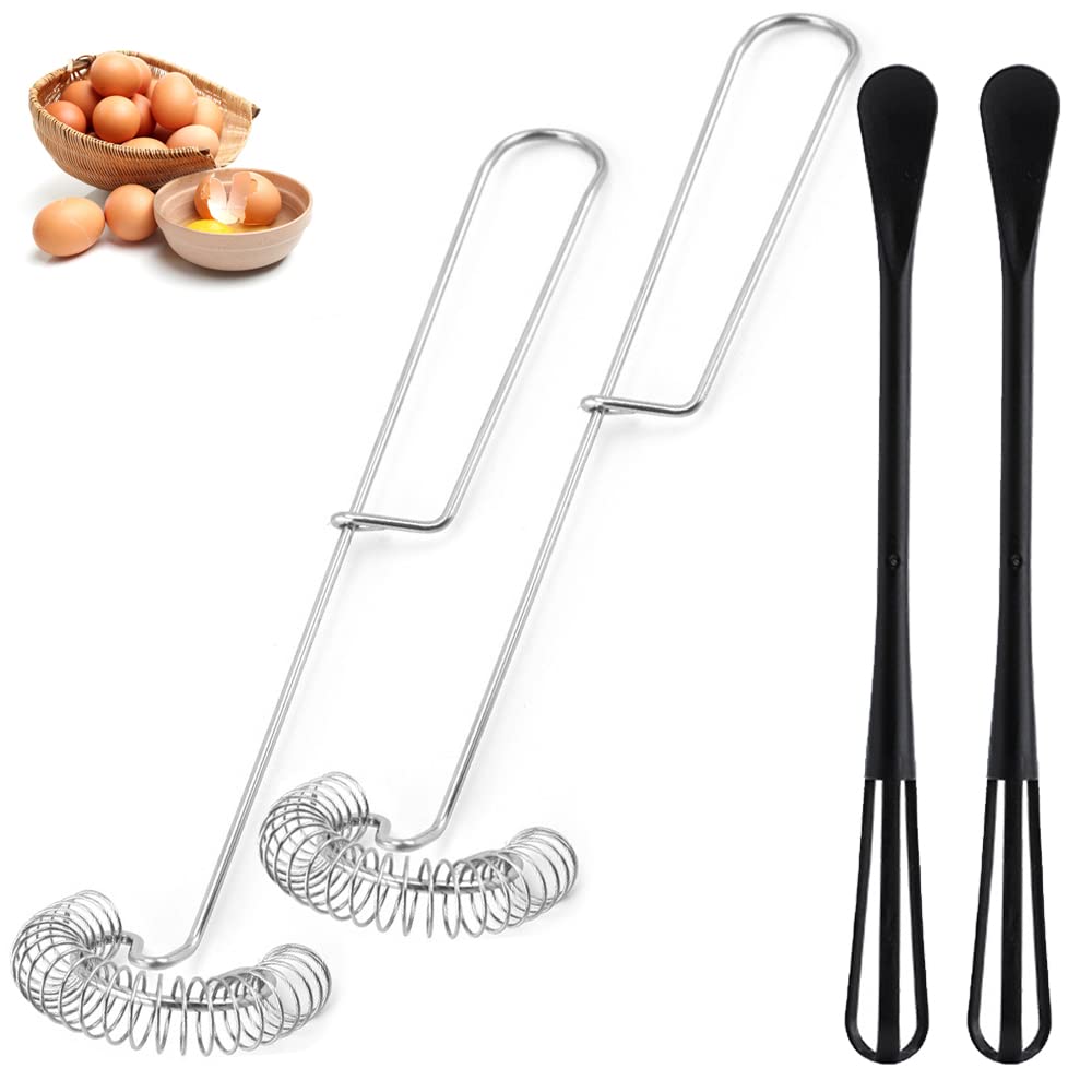 4 Pcs Spiral Whisk Stainless Steel Egg Stirrer Balloon Whisk Utensil for Blending Whisking Beating Frothing Stirring Cooking Baking Kitchen