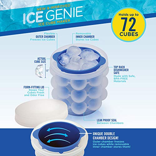 Ice Genie New & Improved The Original Ice Cube Maker, Holds up to 72