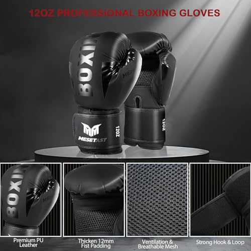 Mesetast Punching Bag for Adults, 4ft Heavy Boxing Bag Set with 12 OZ Gloves for MMA Karate Kickboxing Boxing - Unfilled