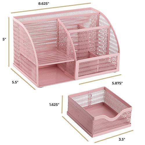 BLU MONACO Light Pink Desk Organizer Cute and Girly Pink Desk