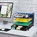 Bextsware Auledio 4-Tier Mesh Desktop Organizer File Folder with Sliding Drawer and Hanging File Holder, Document Letter Tray Holder Desk Accessories Organization Supplies for Office or Home