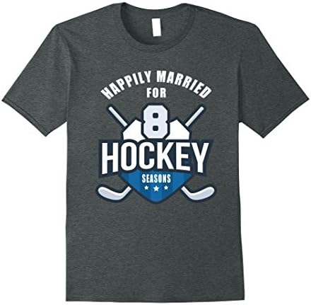 Mens 8th Wedding Anniversary T-Shirt Hockey Couple Gift Tee 2XL Dark Heather