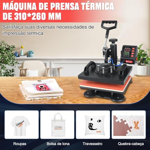 110V, Prensa Termica, Mini Prensa Termica, Maquina de Estampar Camisetas, Prensa Termica Sublimação, Prensa Térmica Plana 23x30cm