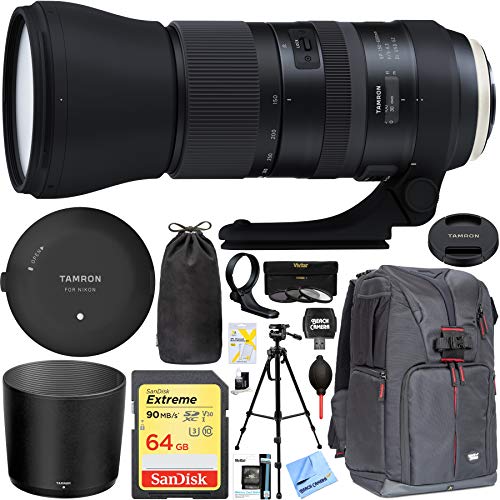 Tamron SP 150-600mm F/5-6.3 Di VC USD G2 Zoom Lens for Nikon SLR / DSLR Mount - Includes Tamron Original Tap-In Console, Sandisk 64gb Class 10 SD Card and More