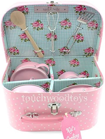 Toy cooking set with childrens toy kitchen hob utensils
