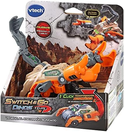 - Switch&Go Dinos OneClick, Veneno el escorpión blindado, Dinosaurios y Figuras de acción, Juguete transformable en 1click 2en1 Dino-Car, para niños +3 años, Versión ESP