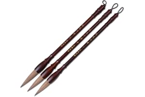 Tianjintang Vintage Handmade Professional Chinese Calligraphy Ink Writing Painting Langhao Brush Set for Learners 狼王斗笔 3-Pack