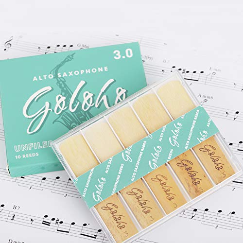 GOLOHO Alto Saxophone Reeds for Alto Sax Strength 3.0, Unfiled, Box of 10