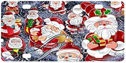 Christmas Gift Merry New Year Happy Santa Claus Strong And Durable Aluminum Car Metal License Plate Frame for Women/Men Four Holes Tag 12" X 6"