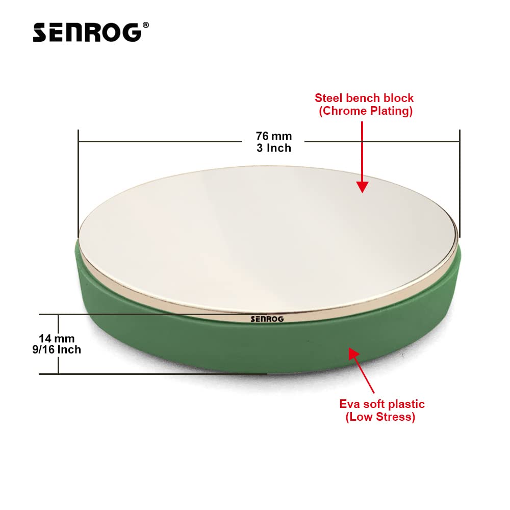 SENROG Bench Block for Jewelry Making, No-Rebound Steel Block, Dia:3'' Height: 9/16'', Jewelry Metal Stamping Tools for Jewelry Making & Metal Stamping, Alloy Steel, Mirror Surface, Chrome-Plating