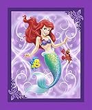 Disney Little Mermaid Ariel and Friends Lavender Cotton Fabric 35x44 Panel (FB)