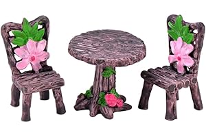 3Pcs/Set Mini Chair Home Decor Mini Table Chair Resin Craft Miniatures Figurine Fairy Garden Micro Landscape Ornaments Figuri