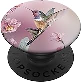 Pink Hummingbird Flower Pop Sockets Grip Stand PopSockets PopGrip: Swappable Grip for Phones & Tablets