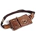 Teemzone Leather Hign Waist Bag Fanny Pack for Men and Women Phone Holder Fanny Sling Bag Brown Running Belt Hip Bum Pack Thigh Holster Cross Body