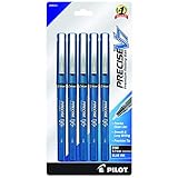 Pilot Precise V7 Stick Rolling Ball Pens, Fine Point, 5-Pack, Blue Ink (26021)