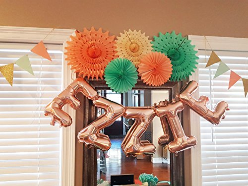 Furuix Mint Baby Shower Decorations Honeycomb Tissue Paper Fan Cream Mint Green Peach for Birthday Decor Wedding Decor Wall Hanging Decoration Mint Green Decor Tissue Pompom Flower Hanging Paper Fans - Thumbnail 3