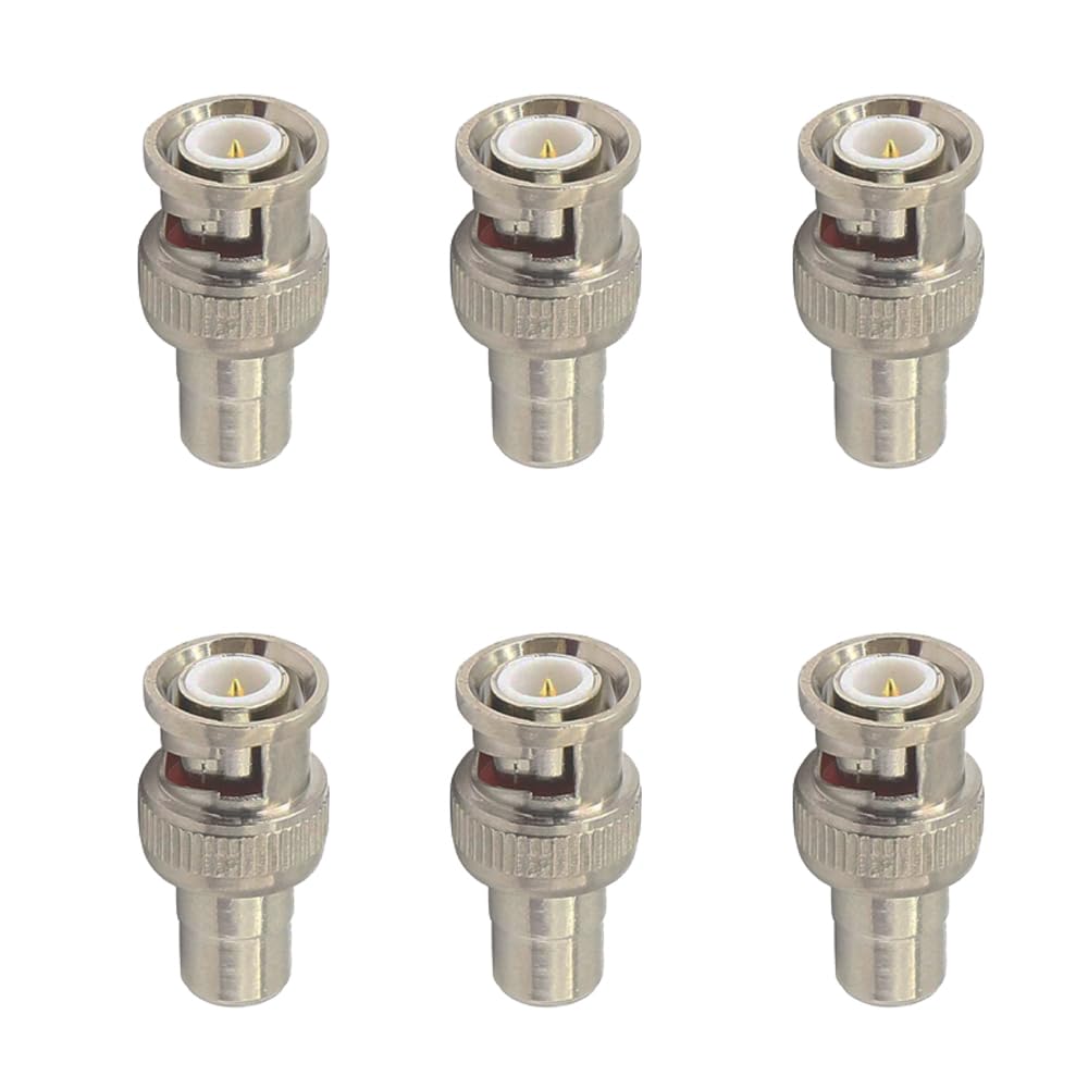 Qiandduo 6PCS BNC to AV Femal Connector Metal BNC to AV Male Connector Compatible RCA Female to BNC Male Video Adapter Connection for CCTV Security Camera Surveillance System Monitor TV DVRS Cameras