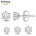 Billie Bijoux Women Sterling Silver Earrings Studs,Round Cut Cubic Zirconia Diamond Rhinestone Fine Jewelry Mother's Day Gift (4mm.5mm.6mm)