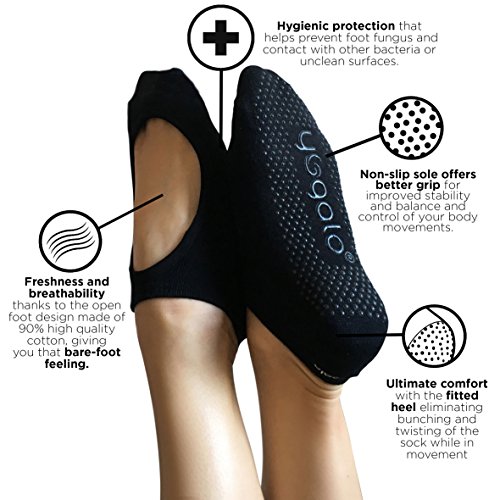 Yoga Pilates & Barre Grip Socks, Non Slip, Non Skid, Open Foot Sock Black, Small/Medium (Women 5-10 Men 4-9)