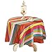 YEMYHOM 100% Polyester Spillproof Christmas Tablecloth for Round Tables 60 Inch, Modern Printed Indoor Outdoor Camping Picnic Holiday Circle Table Cloth (Colorful Stripes)