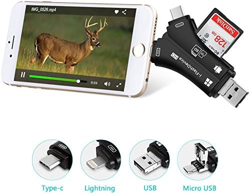 SD Card Reader Trail Camera Viewer for iPhone iPad Mac Android Phones, Micro SD Memory Card Adapter to View Deer Hunting Photos or Videos from any Scouting Game Camera on Smartphone