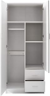 Panana White Wardrobe 2 Door 2 Drawer with Shelf & Hanging Rail 180cm view 4