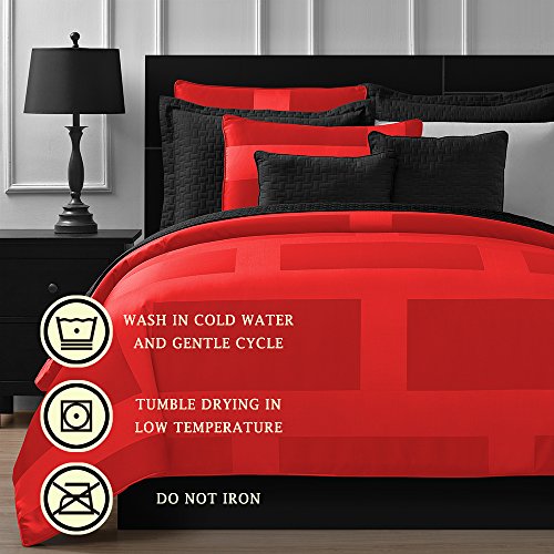 Comfy Bedding Frame Jacquard Microfiber King 5-piece Comforter Set, Red