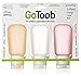humangear GoToob Refillable Silicone Travel Size Bottles with Locking Cap for Women, 3pk Set, Clear/Orange/Red, Large (3oz)