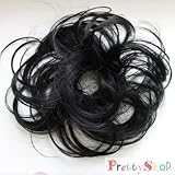 Scrunchy Scrunchie (JET BLACK)Bun Updo Hairpiece Hair Ribbon Ponytail Extensions Curly or Messy