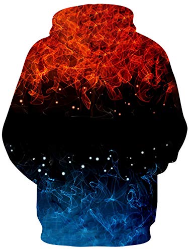 RAISEVERN Unisex: Realistischer 3D-Druck Galaxy Pullover Hoodie Lustiges Katzenmuster mit Kapuze Sweatshirts Taschen für Teenager-Pullover L Galaxy Fire