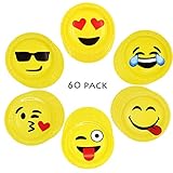Popculta 7 Inch Emoji Paper Party Plates Assorted Emoticons (Pack of 60)