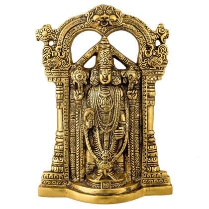 Kalakriti Gold Plated Wall Hanging God Tirupati Balaji Sri Venkateswara Swamy Idol | Spiritual Home Décor| Religious Diwali Gift | Statue for Pooja Living Room Mandir Decoration, 1Pc