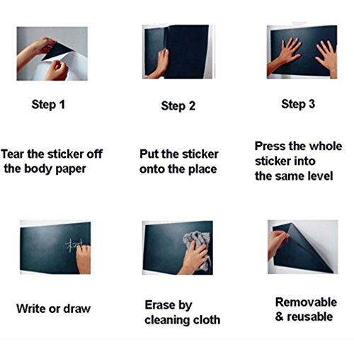 SUKEQ Sticky Chalkboard Contact Paper, Self Adhesive Removable Wall Sticker Erasable Vinyl Blackboard Sticker for School, Office, Home, 18” X 79”