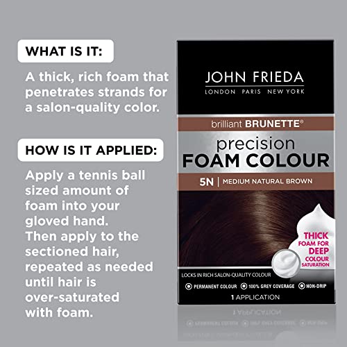John Frieda Precision Foam Color, Medium Natural Brown 5N, Full