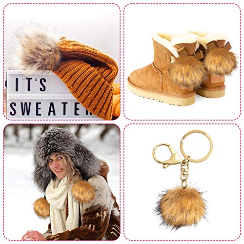 image for Anezus 15 Pieces Faux Fur Pom Poms for Hats with Press Button and Sewi