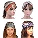 5 Count Headband Headwear - V-Fyee - Print Floral Women Elastic Head Wrap - Sport Yoga Stretchy Knotted Hair Band ((4 Floral, 1 Gray))
