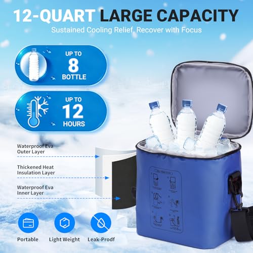 Fiveoffo Cold Therapy Machine, Programmable Timer Ice Machine for Knee After Surgery, Portable Knee Ice Machine with Quiet Pump, Continuous Cold Flow, 12H Cooling, Knee Replacement, Swelling Reduction