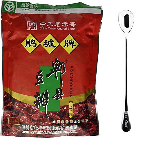 Juan Cheng Sichuan Pixian Broad Bean Paste (large) 16oz (3 Pack) + One NineChef Spoon
