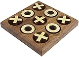 SKAVIJ Tic Tac Toe Wooden Board Games Handmade Noughts and Crosses X-O Family Brain Teaser